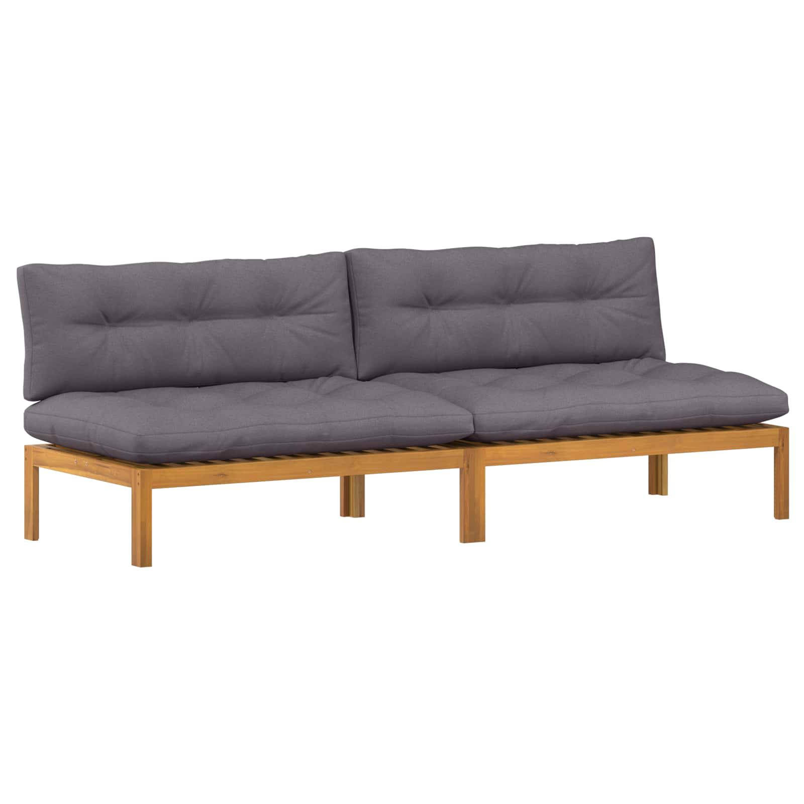 Midden Sofaset 2 Stuk Natuurlijk en Donkergrijs Acaciahout