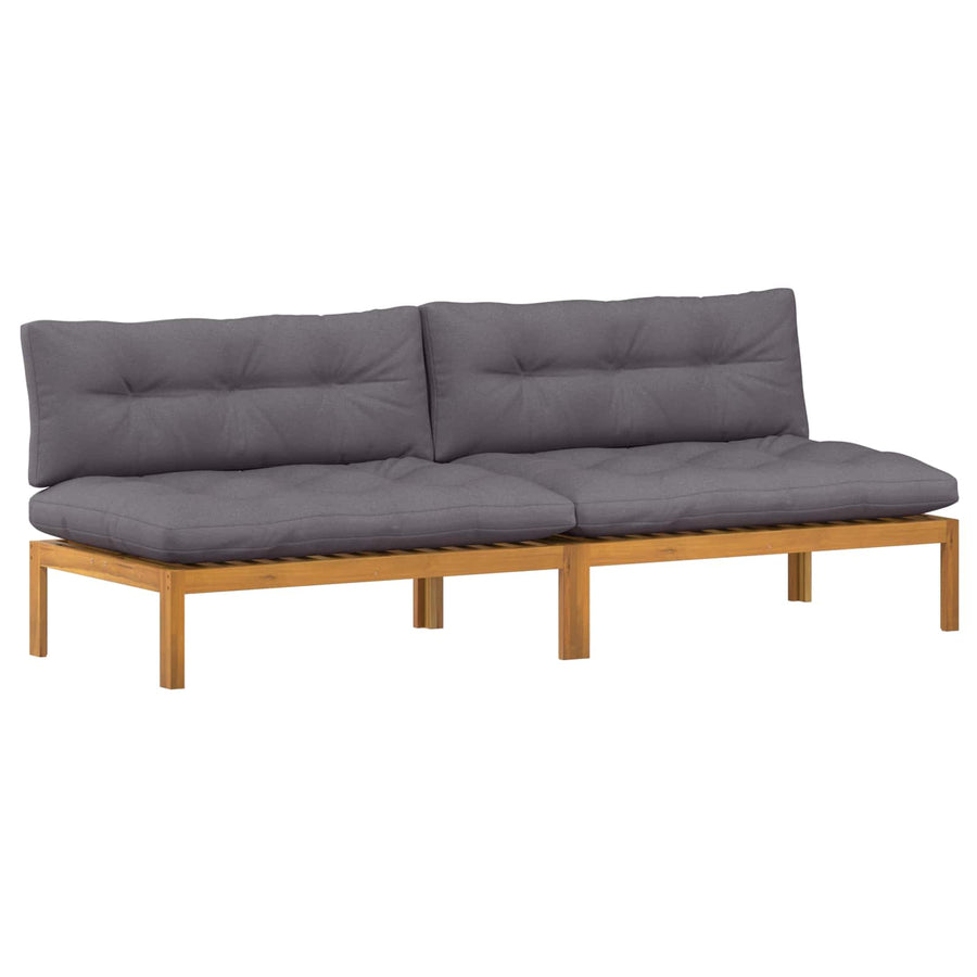 Midden Sofaset 2 Stuk Natuurlijk en Donkergrijs Acaciahout