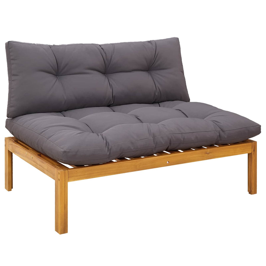 Midden Sofaset 2 Stuk Natuurlijk en Donkergrijs Acaciahout