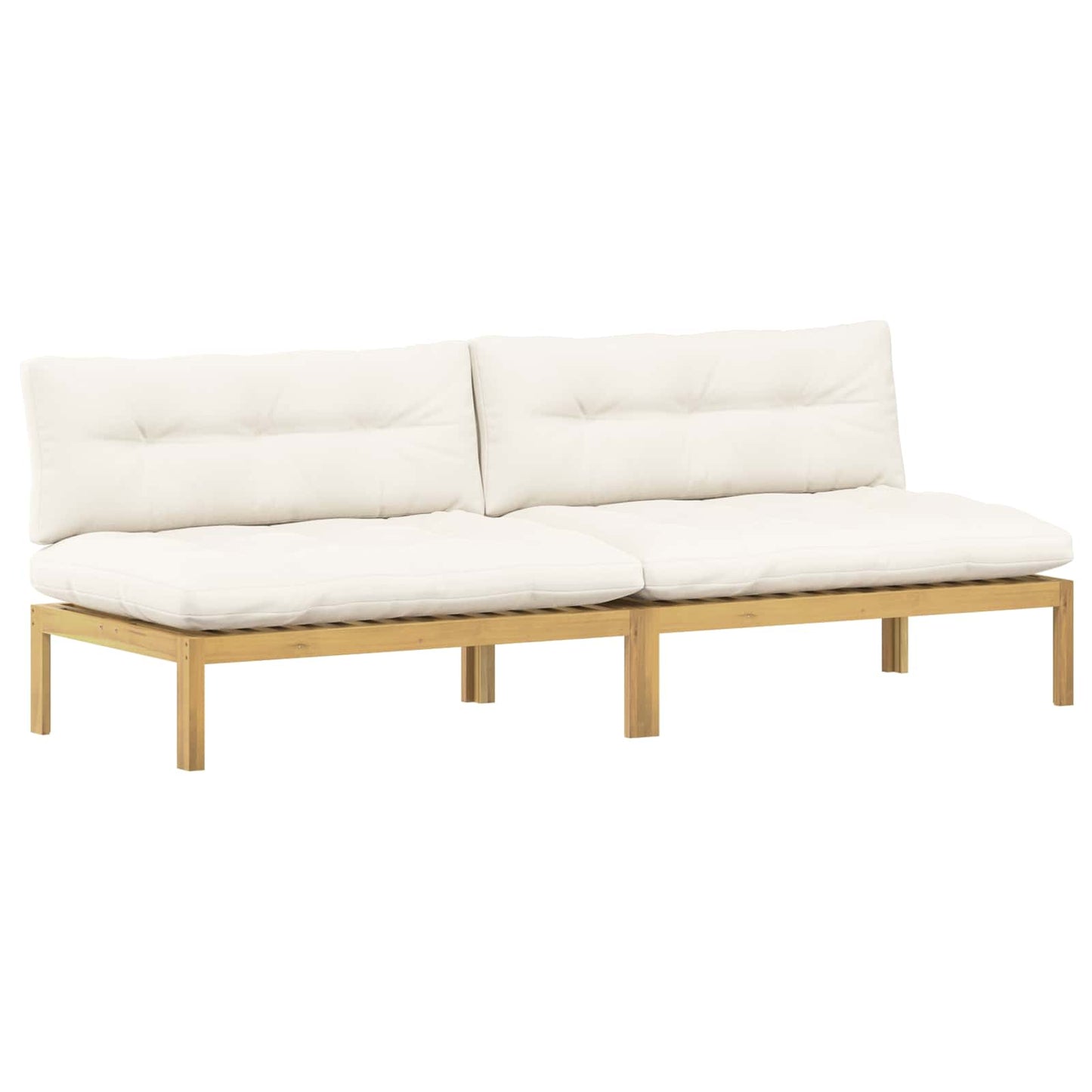 Midden Sofaset Licht Acacia en Crème Wit 240 x 80 x 82 cm