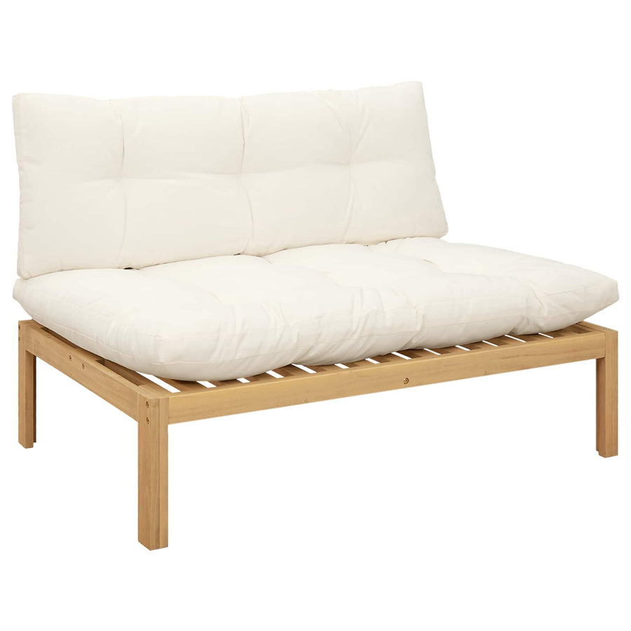 Midden Sofaset Licht Acacia en Crème Wit 240 x 80 x 82 cm