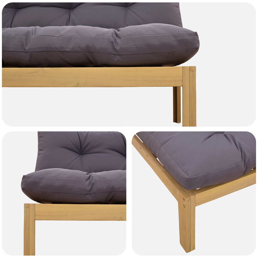 Midden Sofaset Licht Acacia en Donker Grijs 240 x 80 x 82 cm