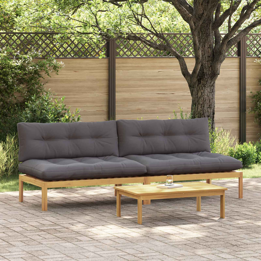 Midden Sofaset Licht Acacia en Donker Grijs 240 x 80 x 82 cm