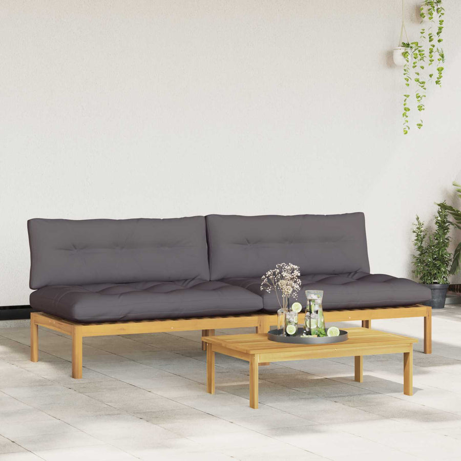 Midden Sofaset Licht Acacia en Donker Grijs 240 x 80 x 82 cm