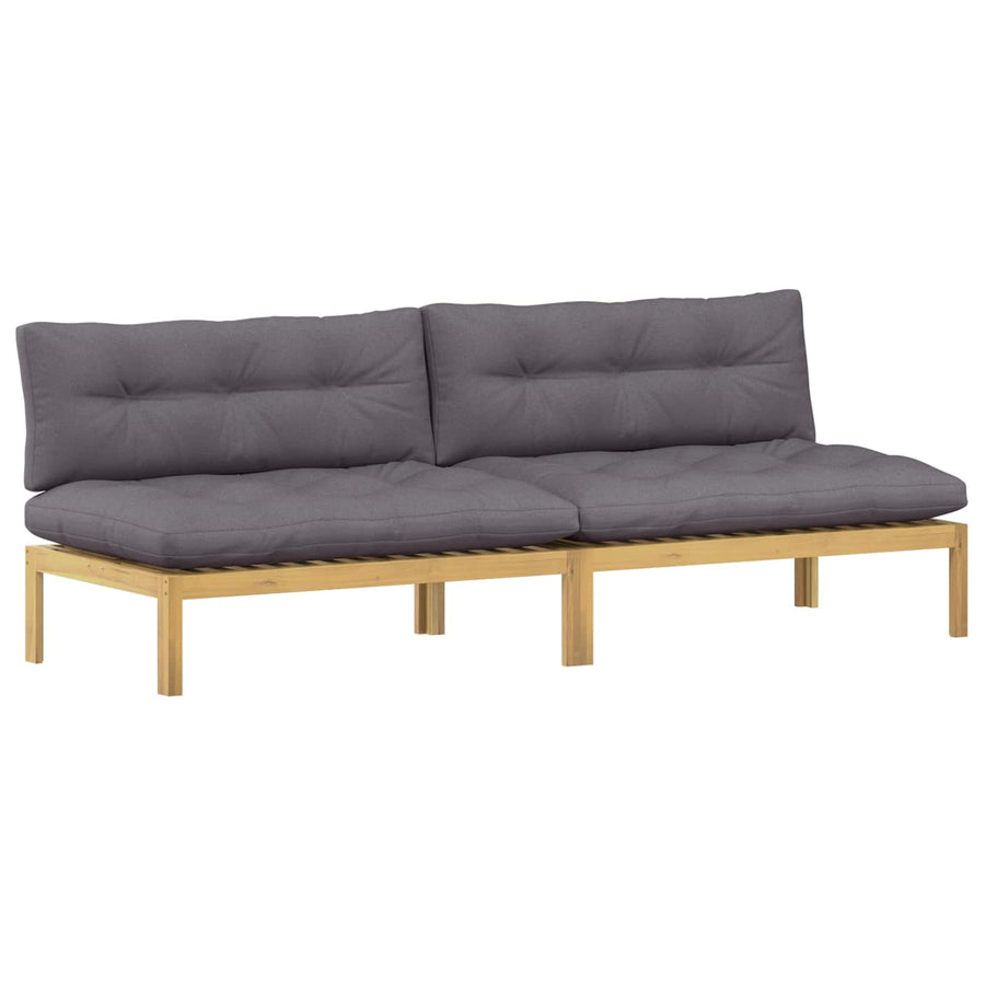 Midden Sofaset Licht Acacia en Donker Grijs 240 x 80 x 82 cm