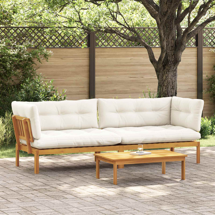 Garden Pallet Sofa Units 2 Stuk Natuurlijk en Crème Wit