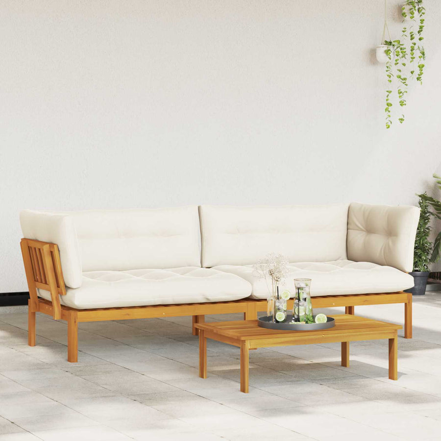 Garden Pallet Sofa Units 2 Stuk Natuurlijk en Crème Wit