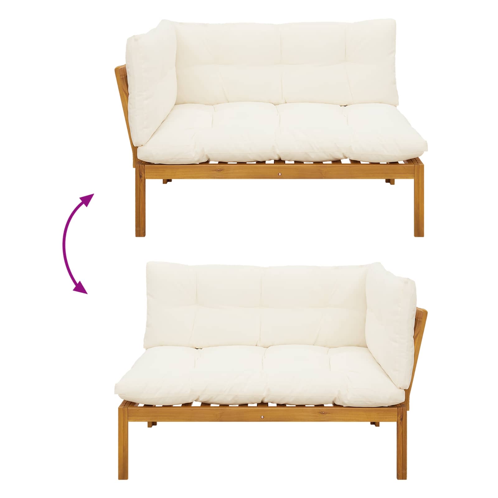 Garden Pallet Sofa Units 2 Stuk Natuurlijk en Crème Wit