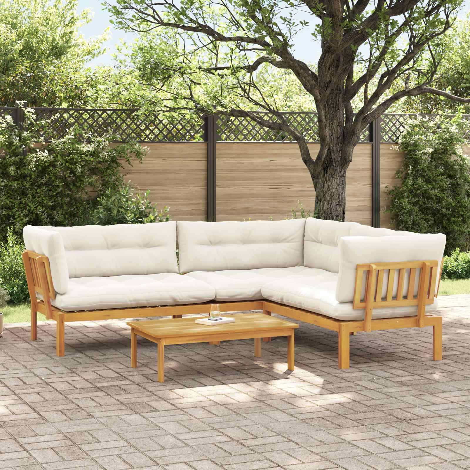 4 Stuk Garden Pallet Sofa Units Massief Acaciahout Naturel