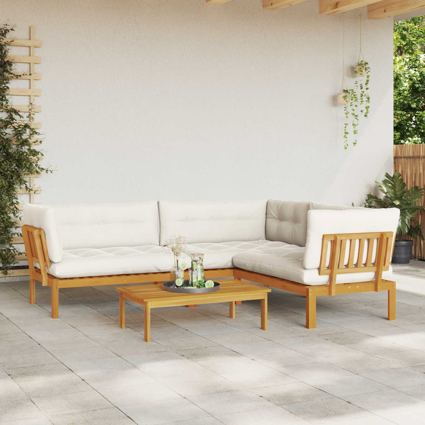 4 Stuk Garden Pallet Sofa Units Massief Acaciahout Naturel