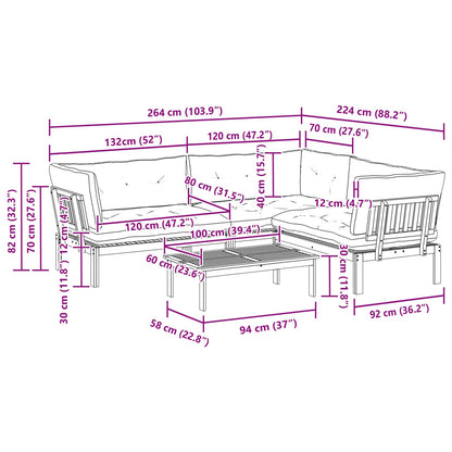 4 Stuk Garden Pallet Sofa Units Massief Acaciahout Naturel