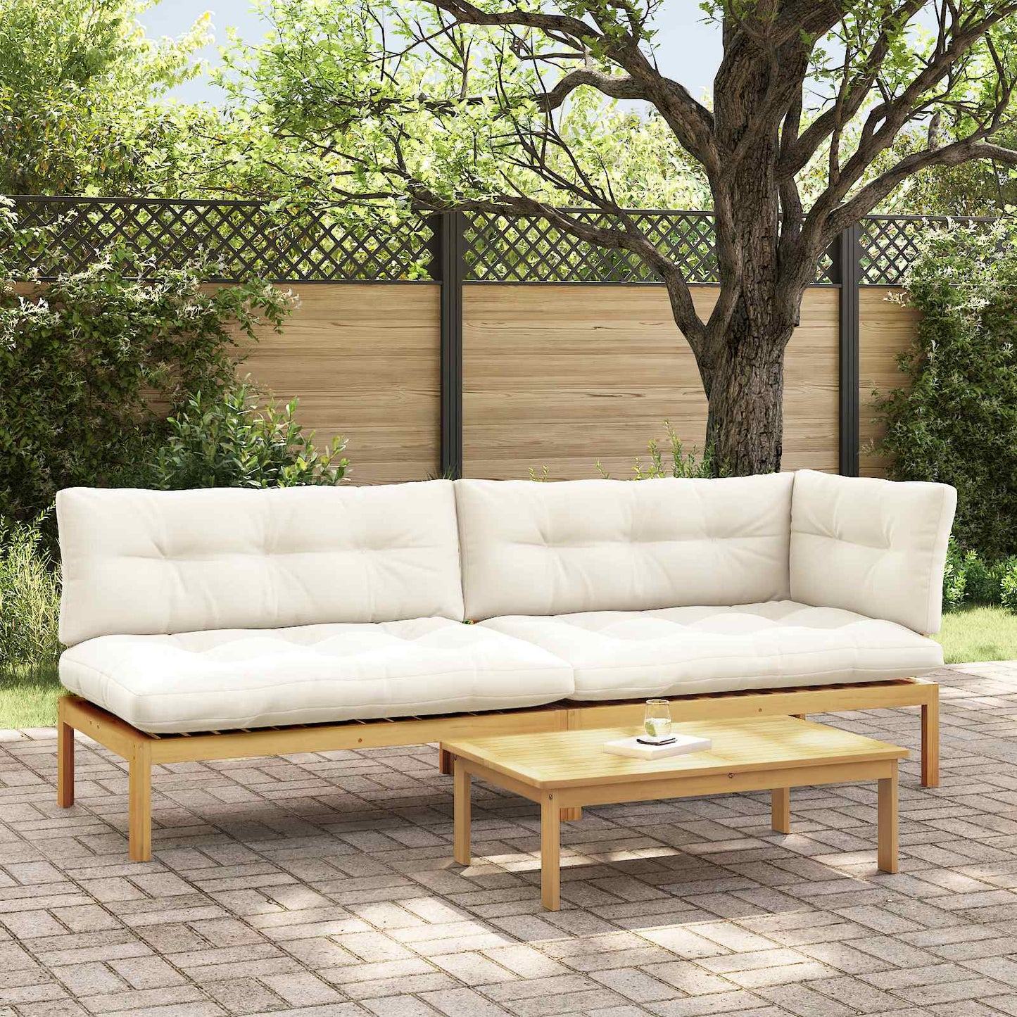 3 Stuk Garden Pallet Sofa Units Massief Acaciahout Licht Bruin
