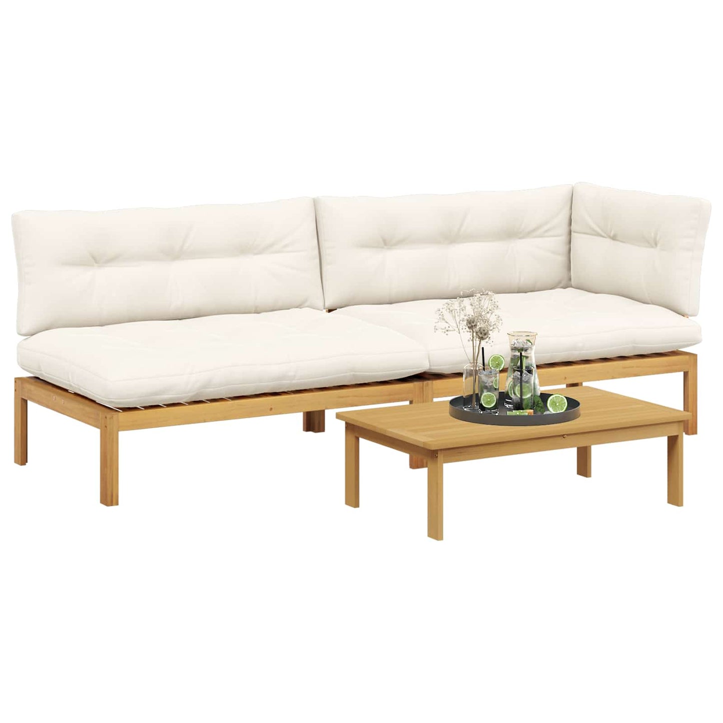 3 Stuk Garden Pallet Sofa Units Massief Acaciahout Licht Bruin