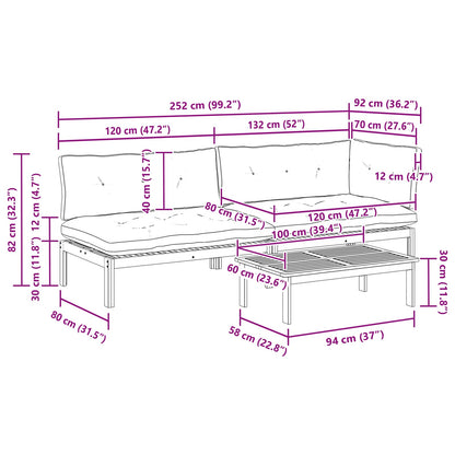 3 Stuk Garden Pallet Sofa Units Massief Acaciahout Licht Bruin
