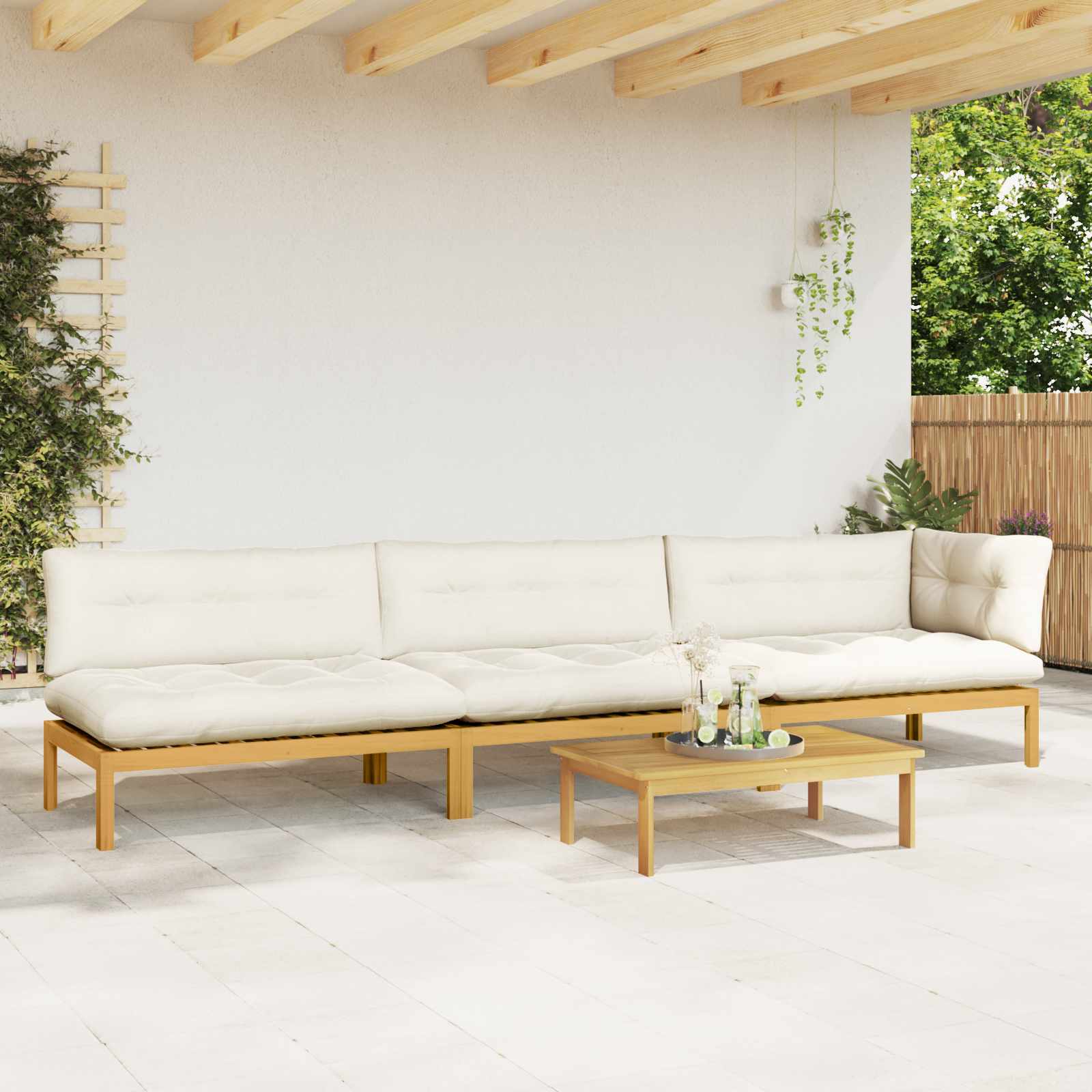 4 Stuk Garden Pallet Sofa Units Massief Acaciahout Licht Bruin