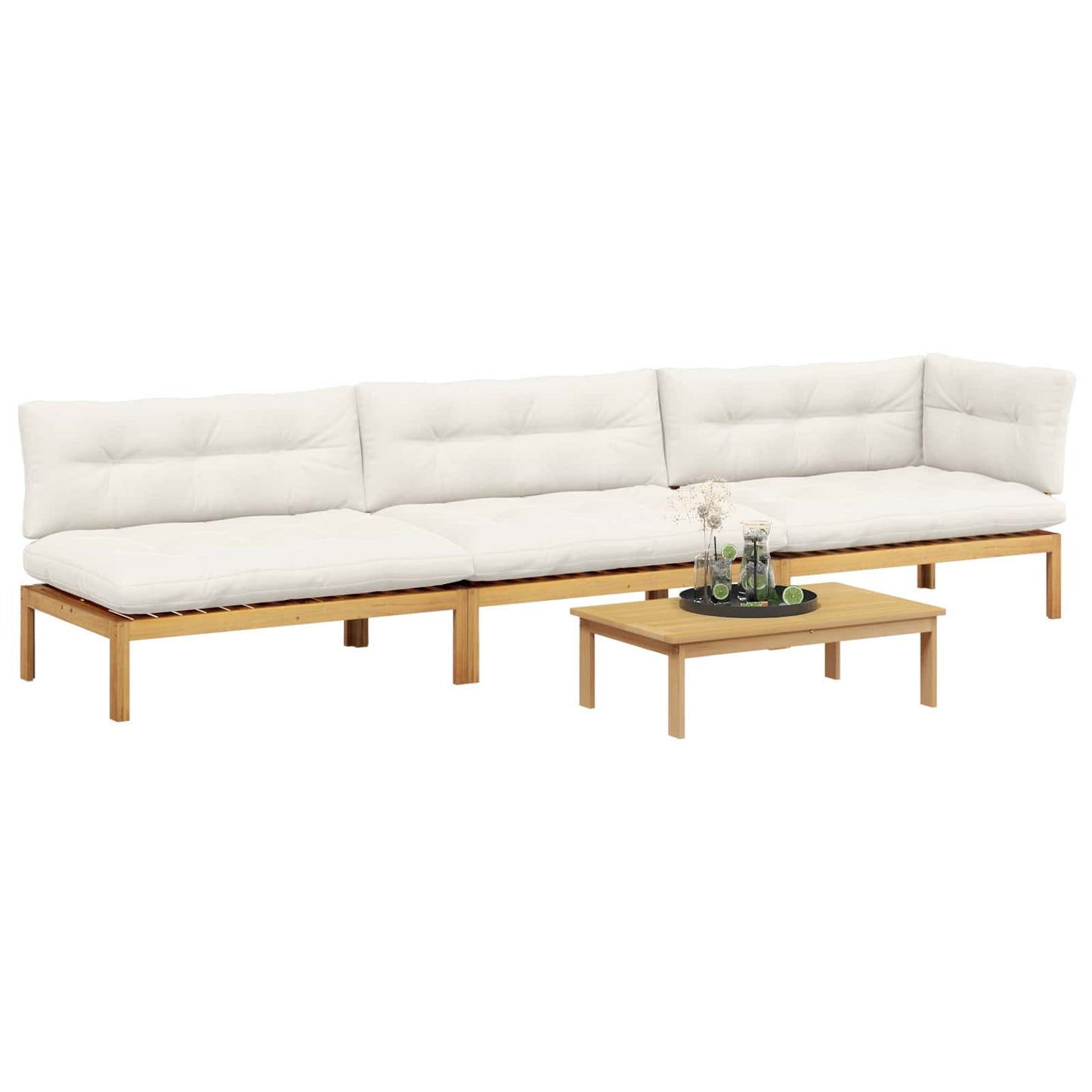 4 Stuk Garden Pallet Sofa Units Massief Acaciahout Licht Bruin