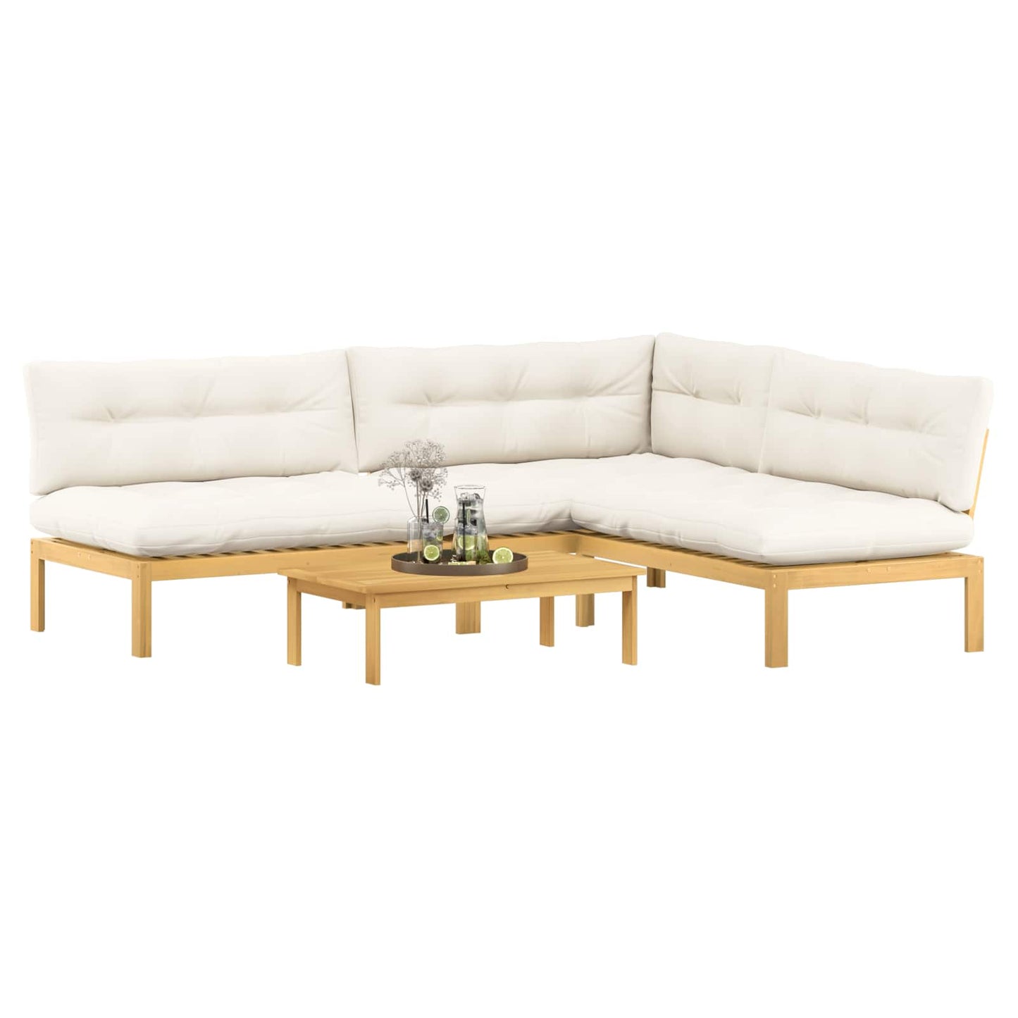 4 Stuk Garden Pallet Sofa Units Massief Acaciahout Licht Bruin