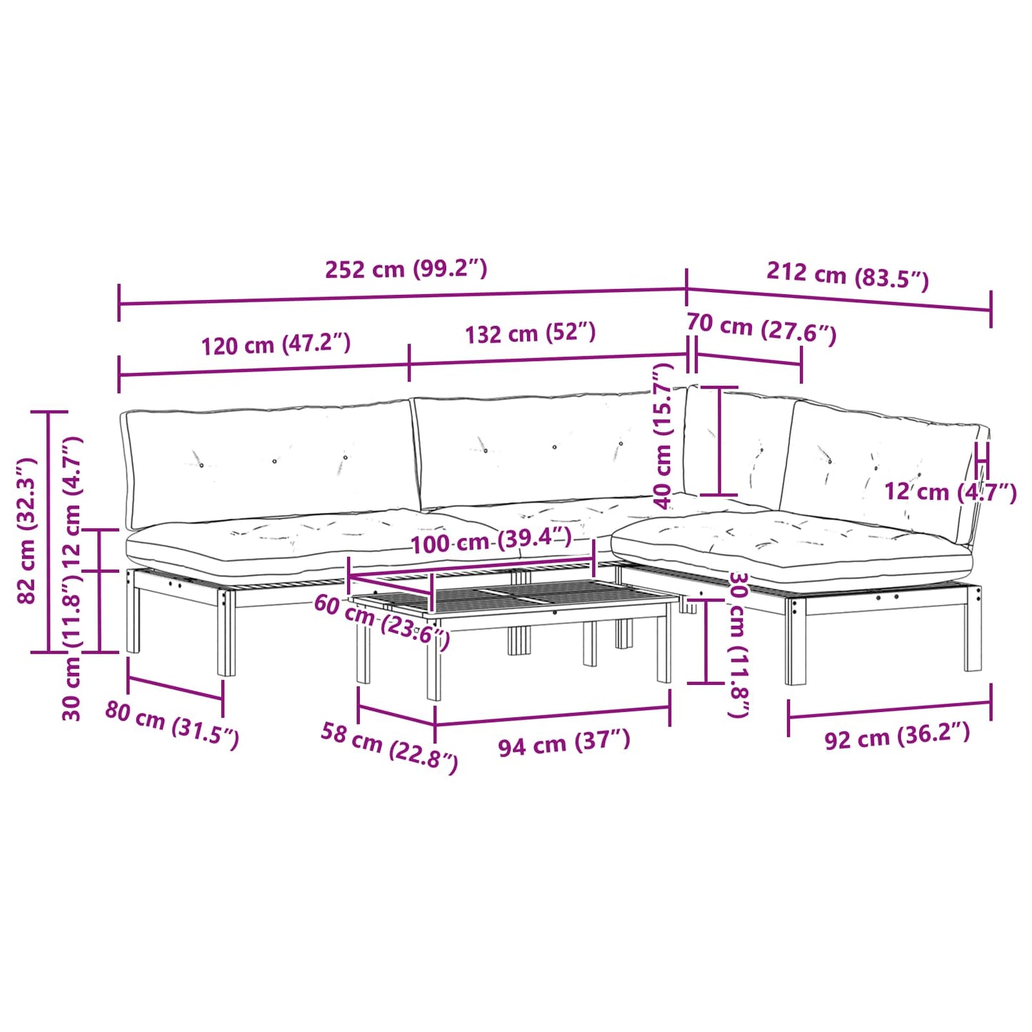 4 Stuk Garden Pallet Sofa Units Massief Acaciahout Licht Bruin