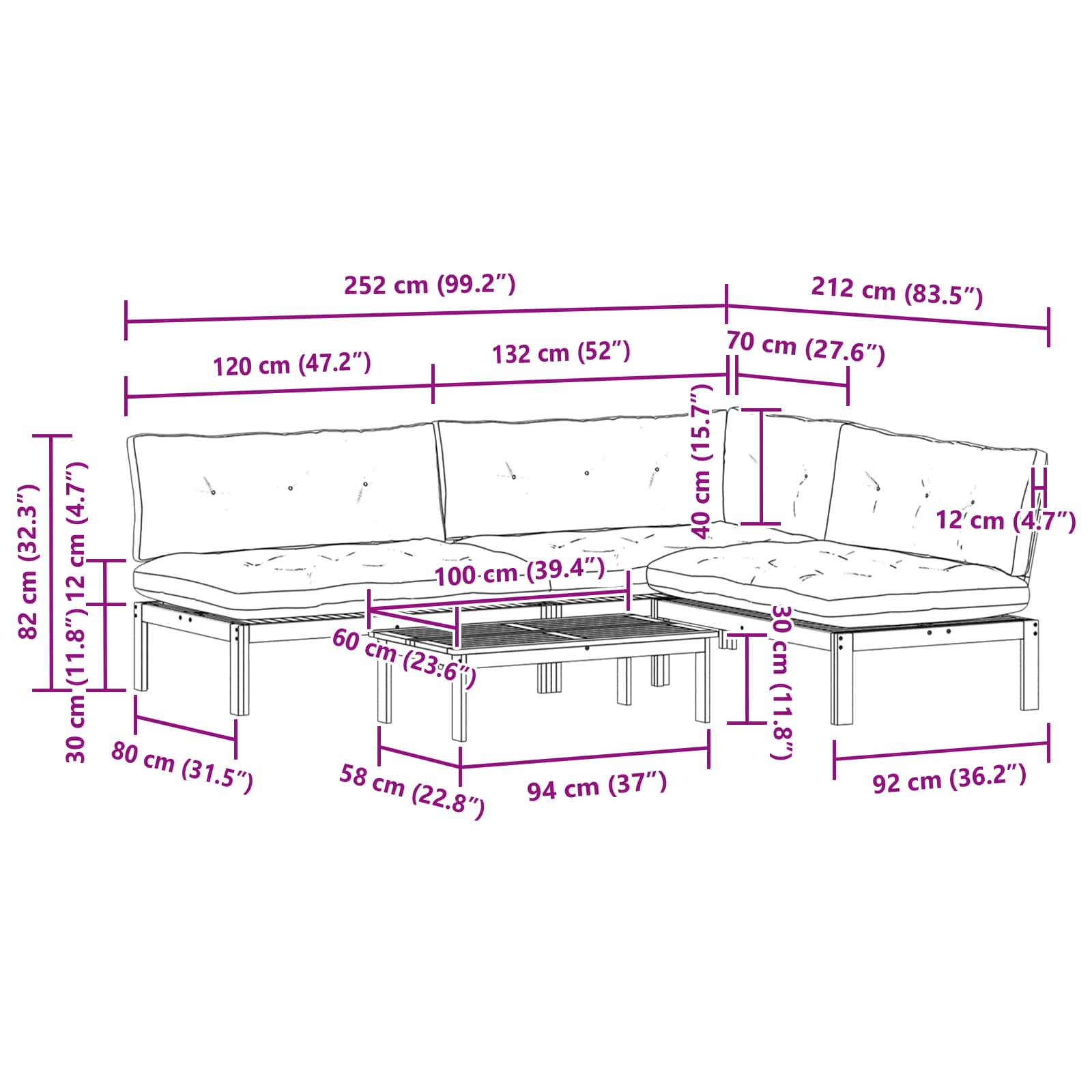4 Stuk Garden Pallet Sofa Units Massief Acaciahout Licht Bruin