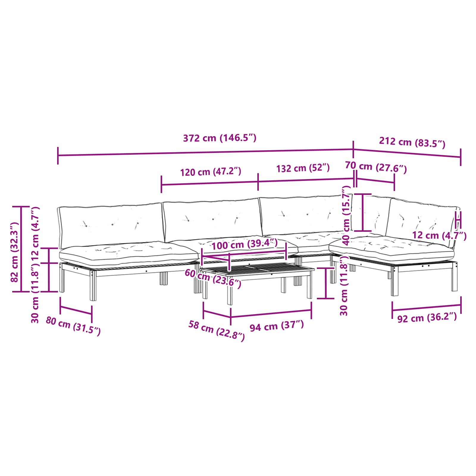 5 Stuk Garden Pallet Sofa Units Massief Acaciahout Licht Bruin