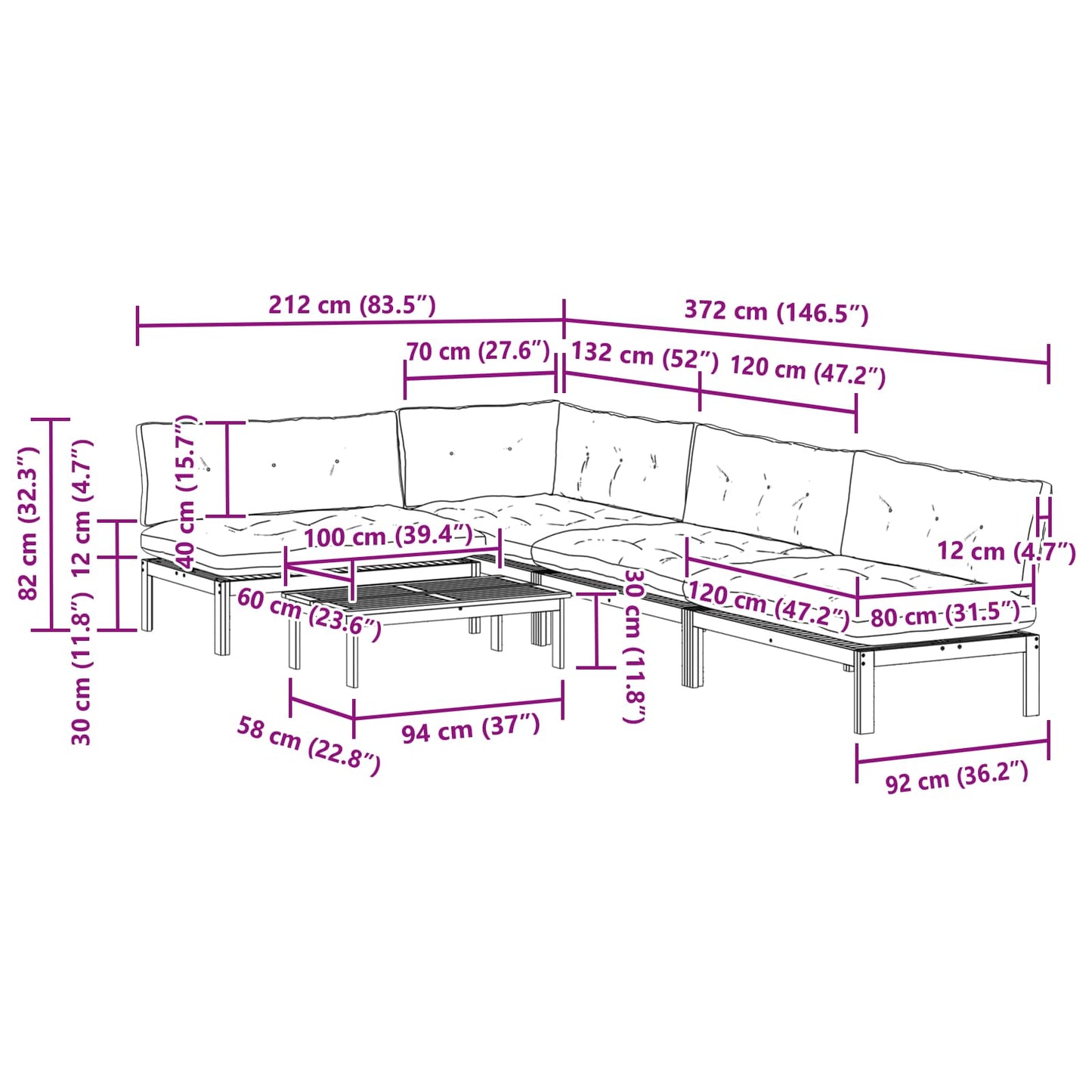 5 Stuk Garden Pallet Sofa Units Massief Acaciahout Licht Bruin