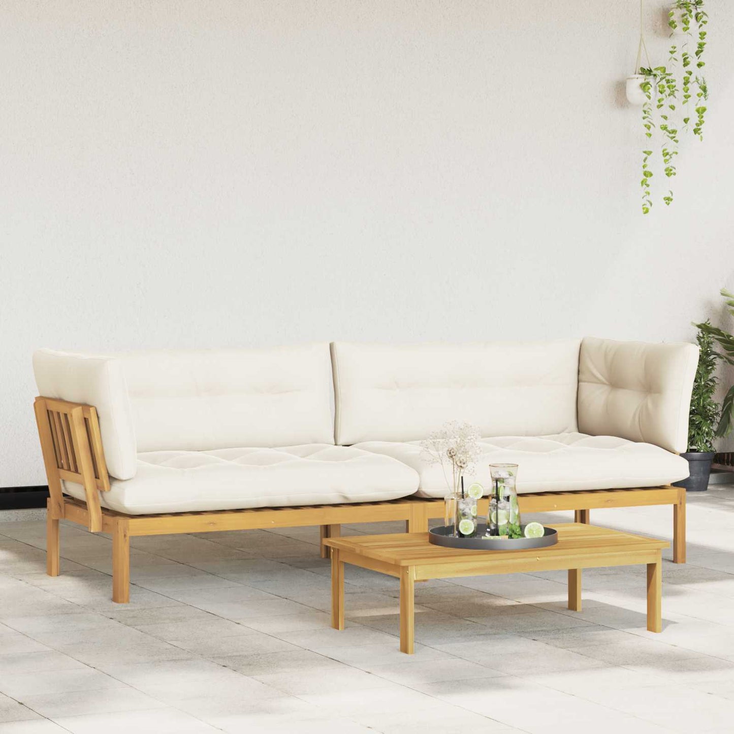 Garden Pallet Sofa Units 2 Stuk Lichtbruin en Crème Wit