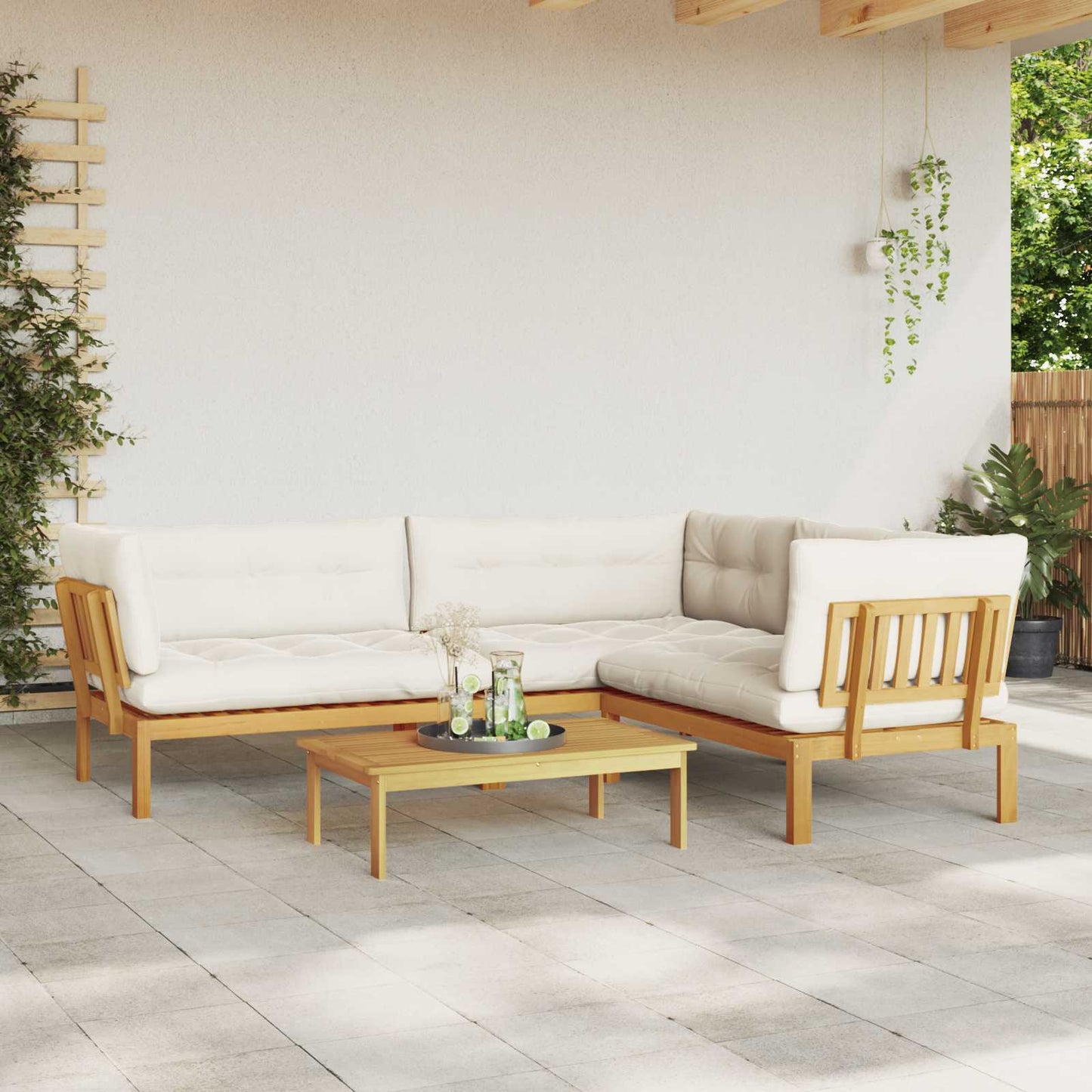 4 Stuk Garden Pallet Sofa Units Massief Acaciahout Licht Bruin