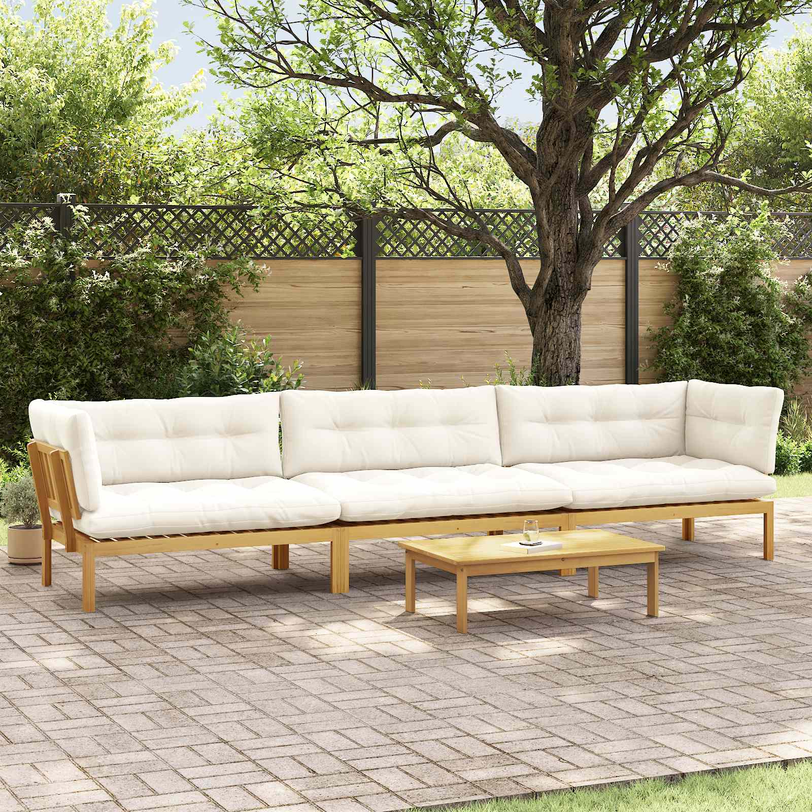 4 Stuk Garden Pallet Sofa Units Massief Acaciahout Licht Bruin