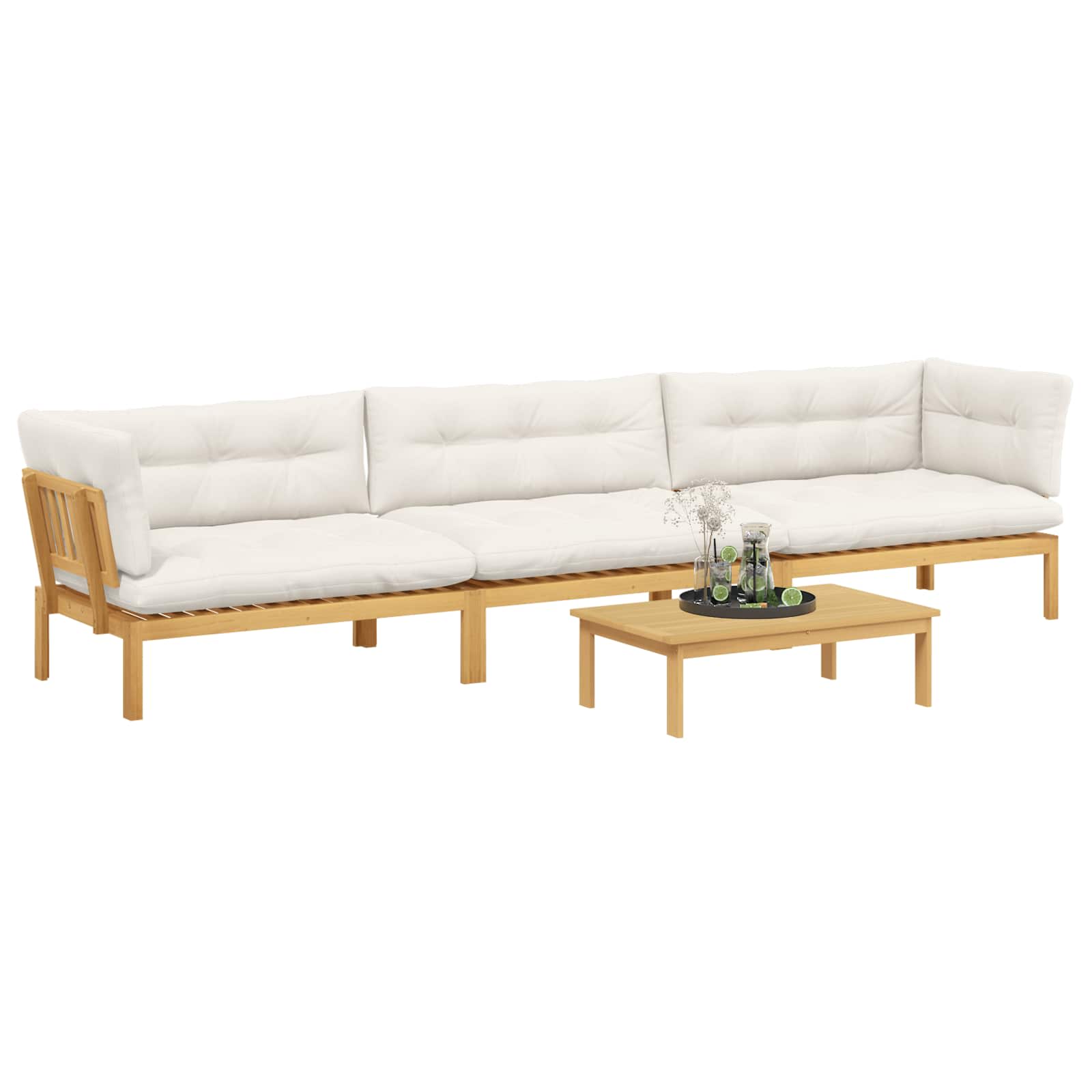 4 Stuk Garden Pallet Sofa Units Massief Acaciahout Licht Bruin