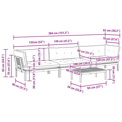 4 Stuk Garden Pallet Sofa Units Massief Acaciahout Licht Bruin