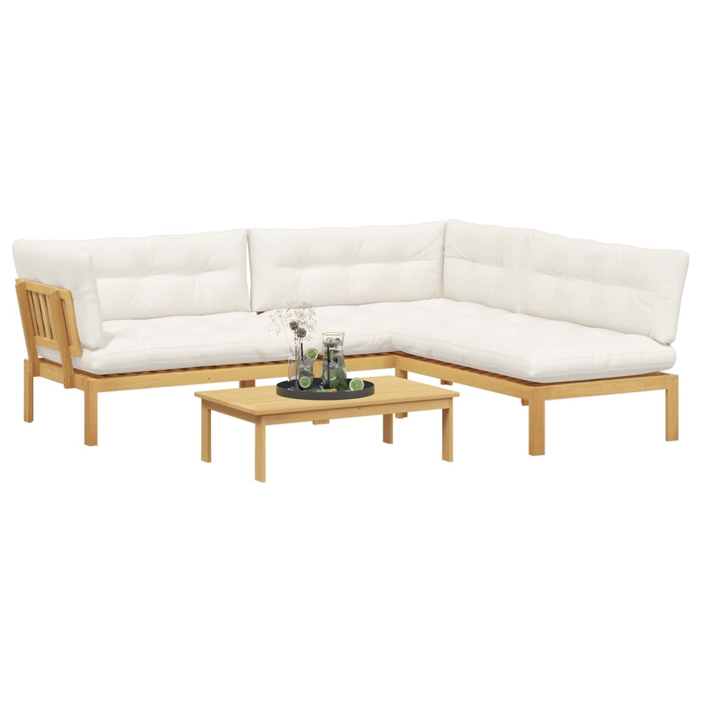 4 Stuk Garden Pallet Sofa Units Massief Acaciahout Licht Bruin