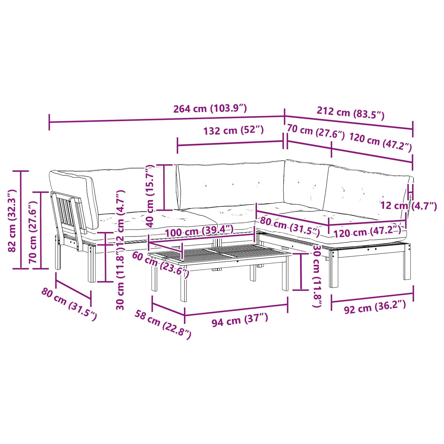 4 Stuk Garden Pallet Sofa Units Massief Acaciahout Licht Bruin