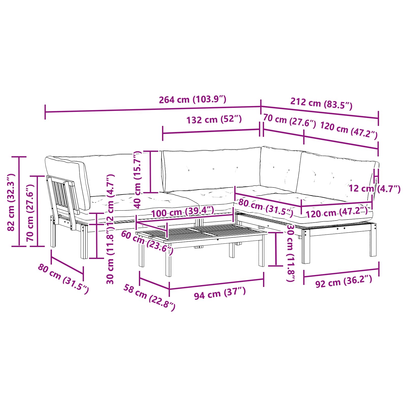 4 Stuk Garden Pallet Sofa Units Massief Acaciahout Licht Bruin