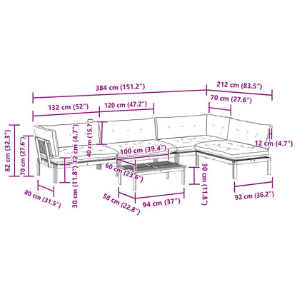 5 Stuk Garden Pallet Sofa Units Massief Acaciahout Licht Bruin