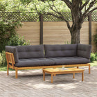 Garden Pallet Sofa Units 2 Piece Natural and Dark Grey