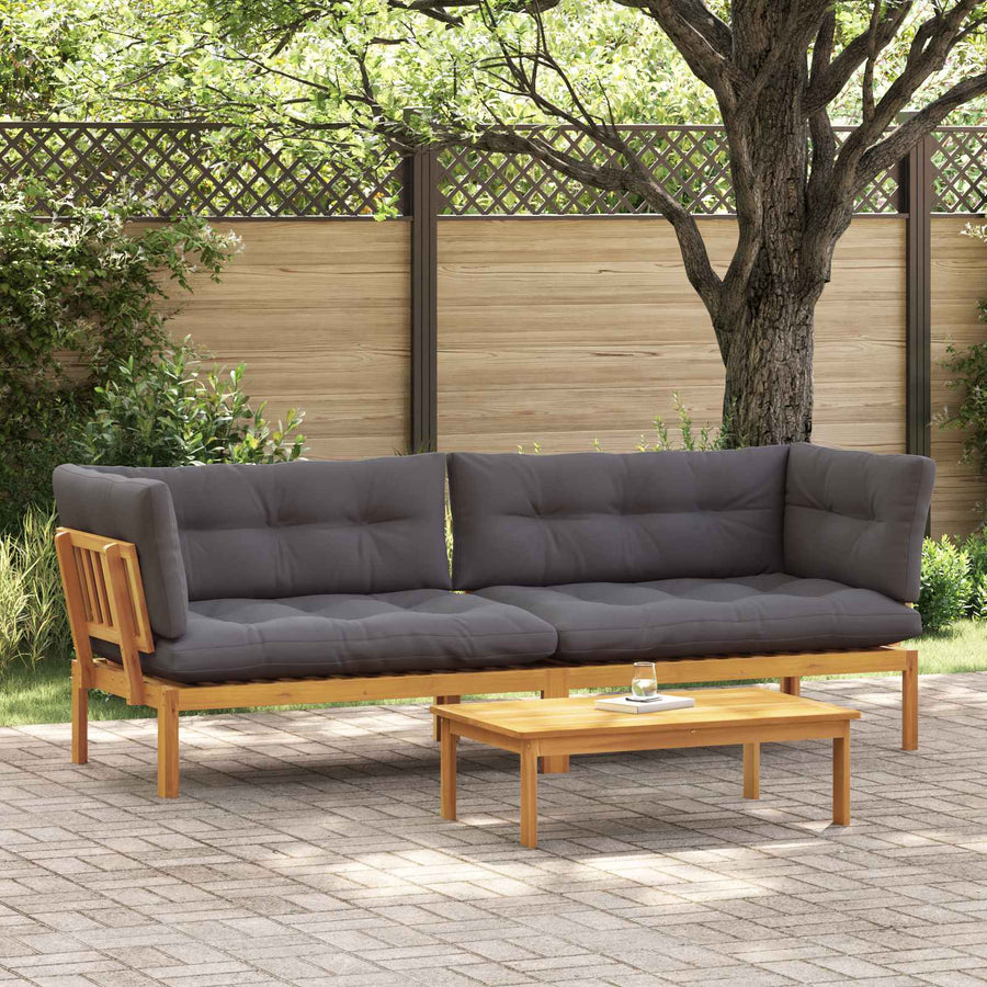 Garden Pallet Sofa Units 2 Stuk Natuurlijk en Donkergrijs