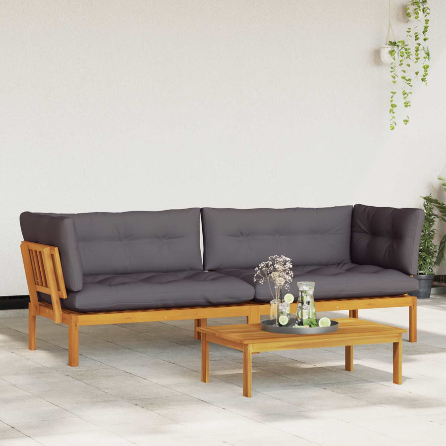 Garden Pallet Sofa Units 2 Stuk Natuurlijk en Donkergrijs