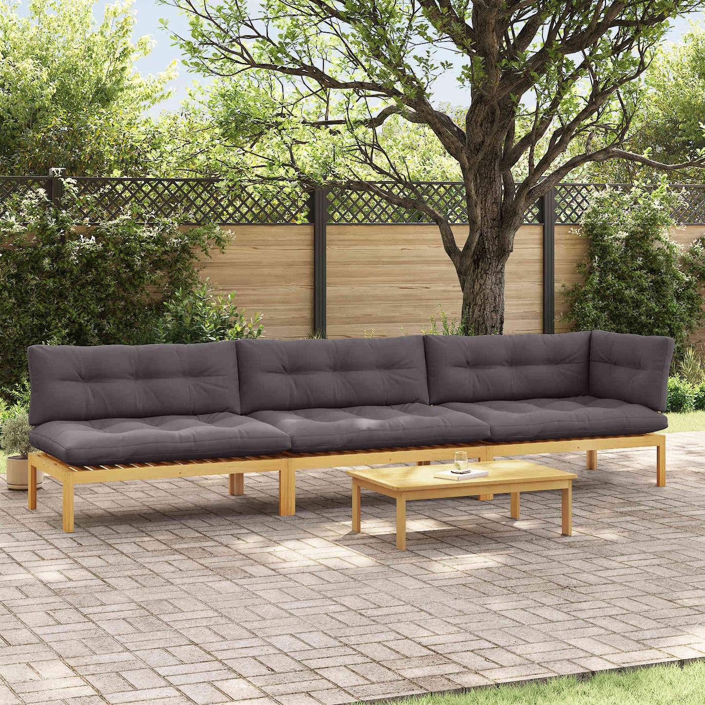 4 Stuk Garden Pallet Sofa Units Massief Acaciahout Licht Bruin