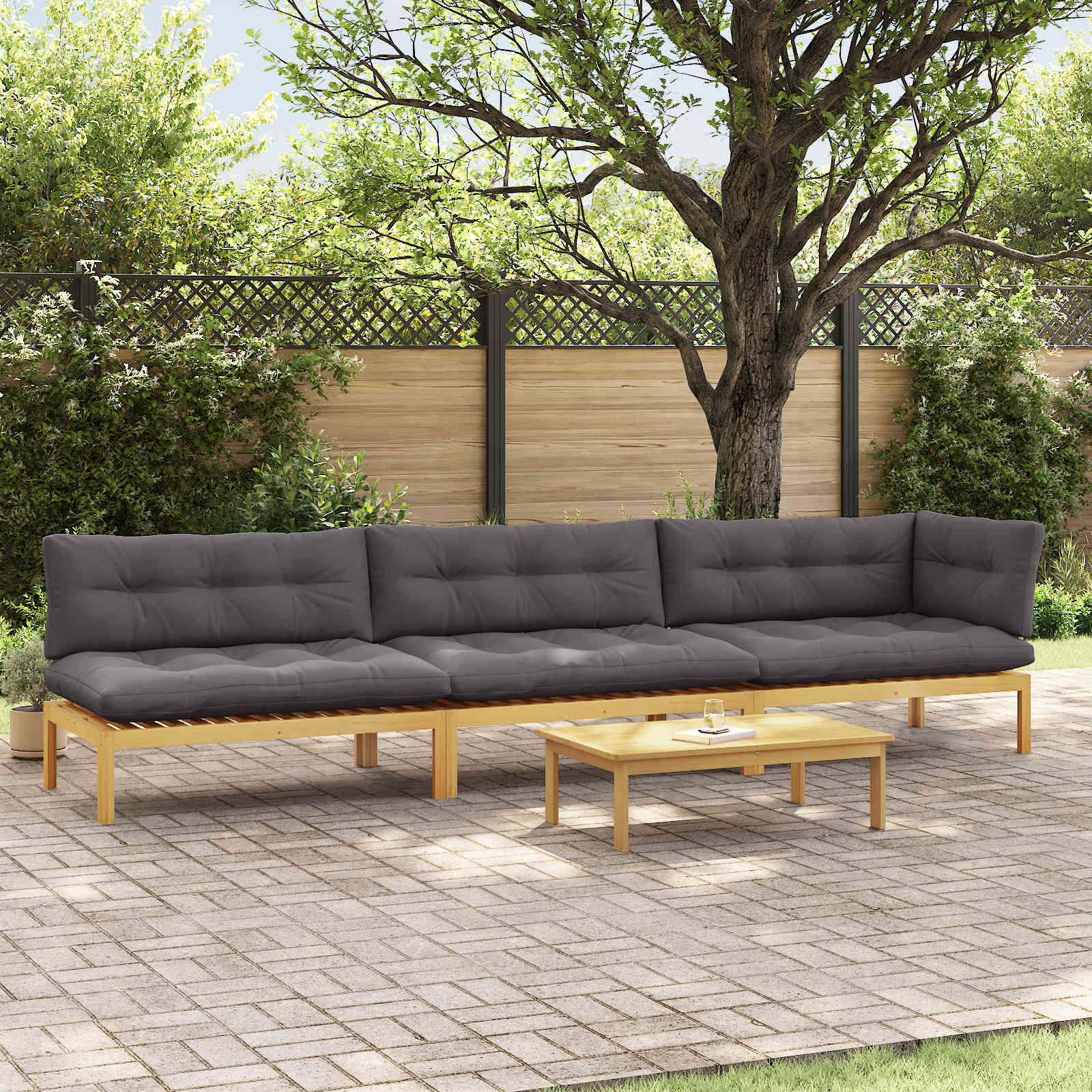 4 Stuk Garden Pallet Sofa Units Massief Acaciahout Licht Bruin
