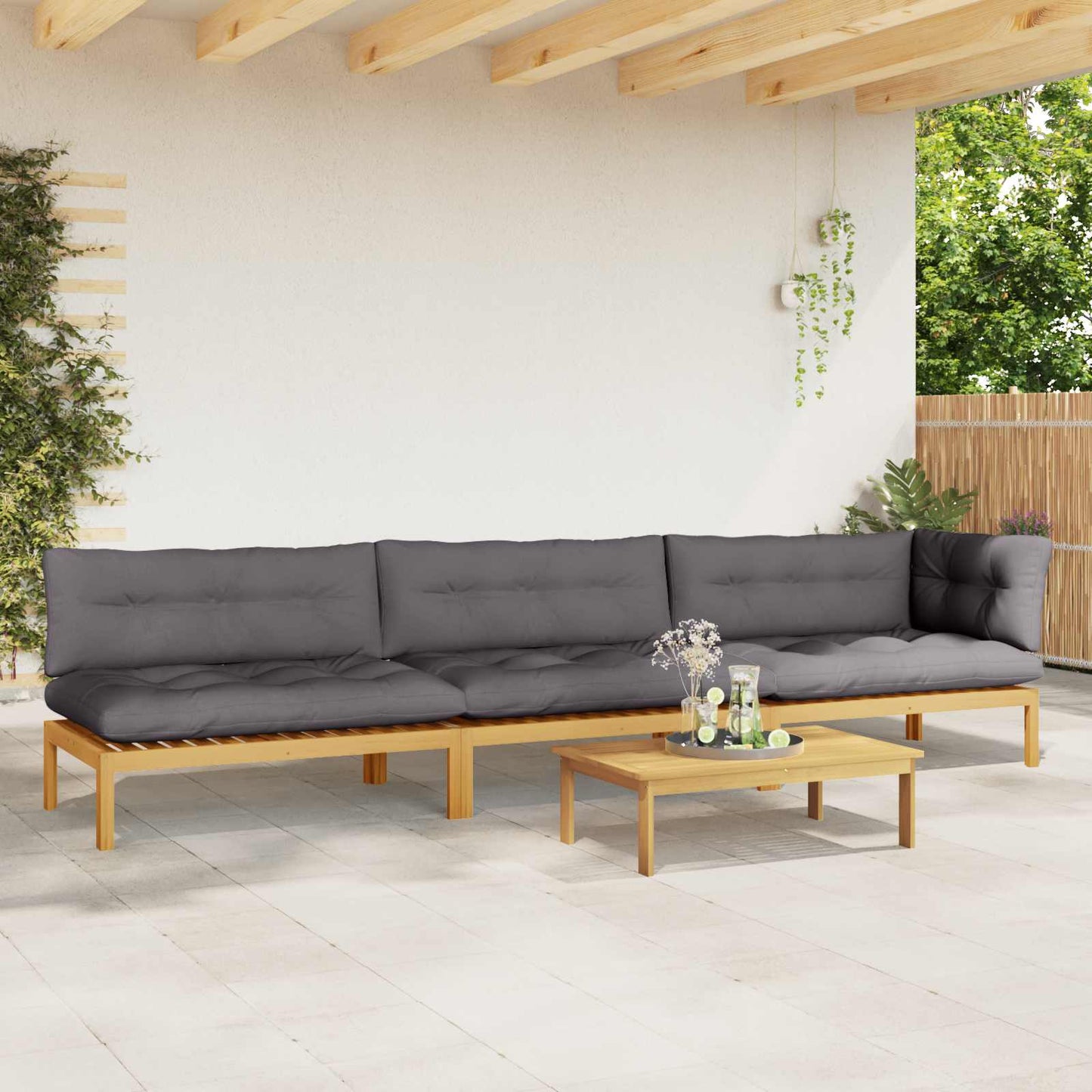 4 Stuk Garden Pallet Sofa Units Massief Acaciahout Licht Bruin