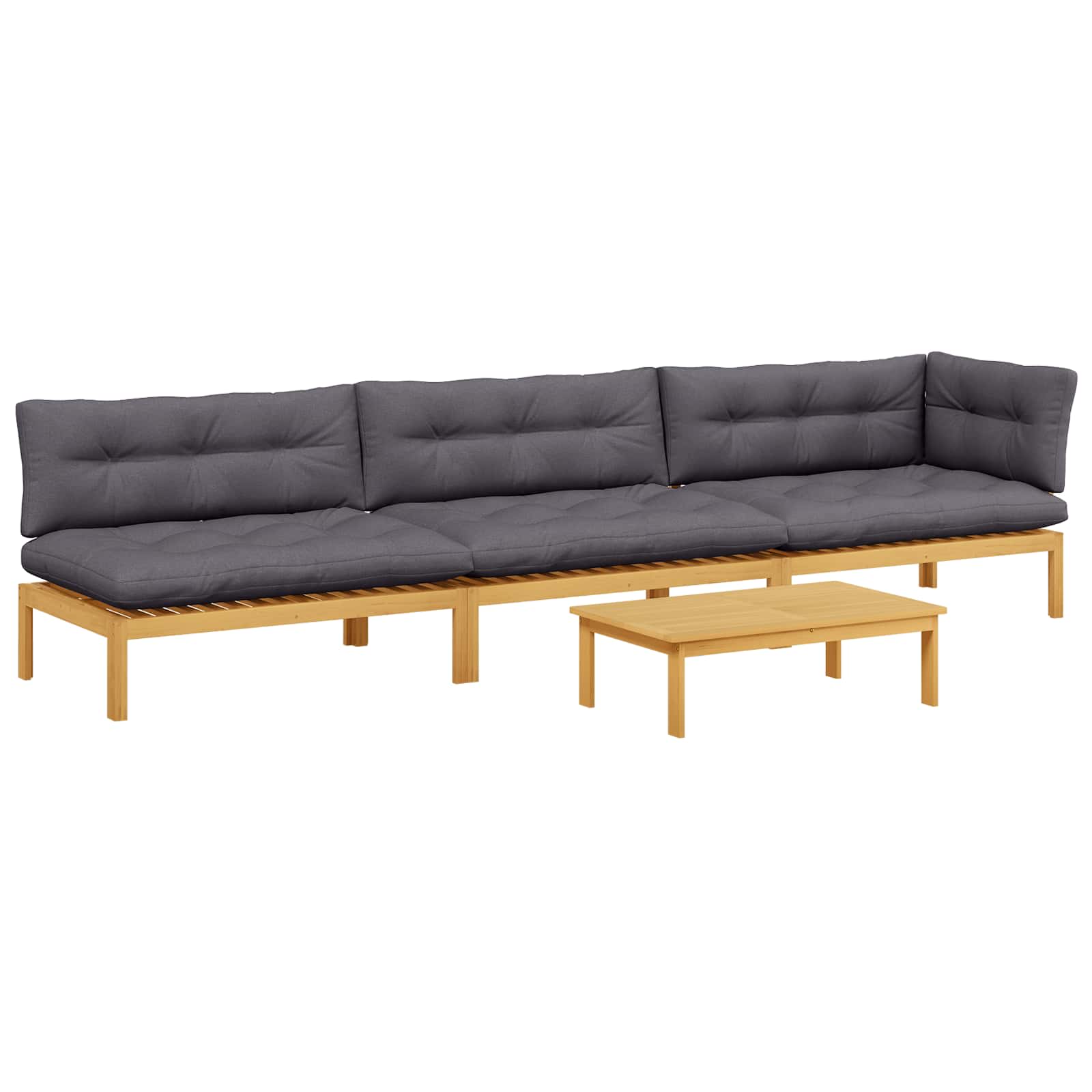 4 Stuk Garden Pallet Sofa Units Massief Acaciahout Licht Bruin