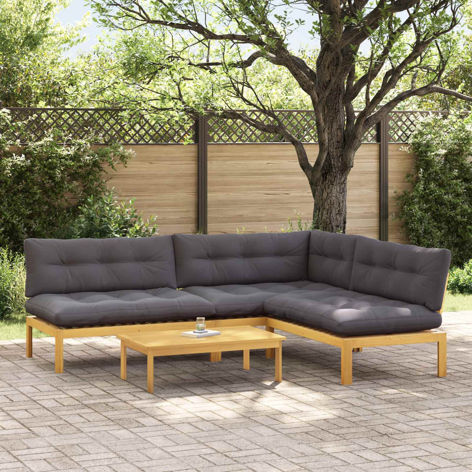 4 Stuk Garden Pallet Sofa Units Massief Acaciahout Licht Bruin