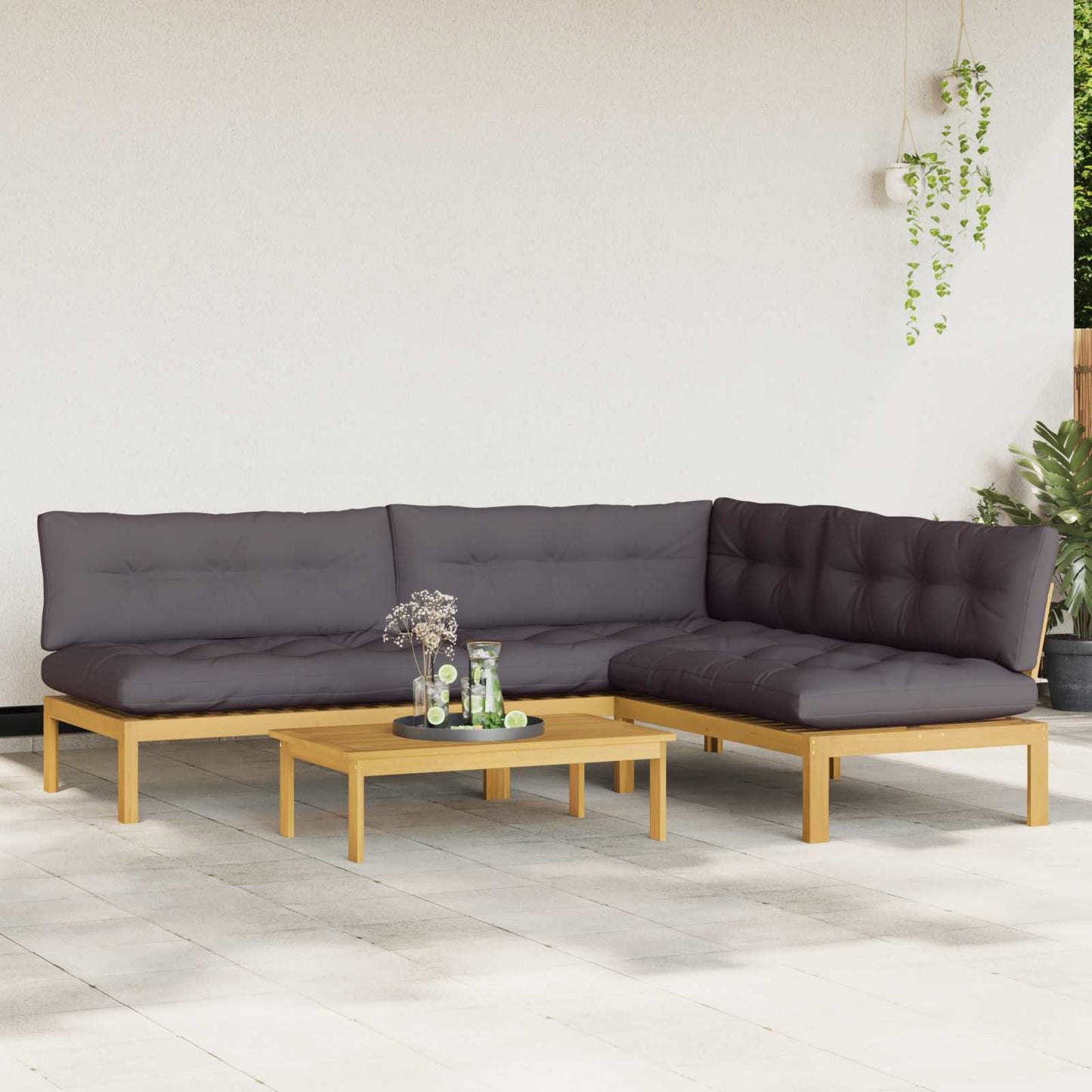 4 Stuk Garden Pallet Sofa Units Massief Acaciahout Licht Bruin
