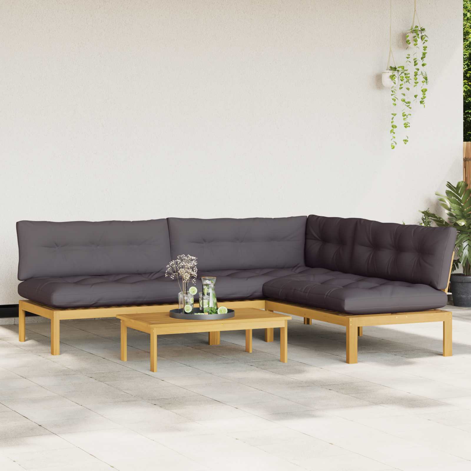4 Stuk Garden Pallet Sofa Units Massief Acaciahout Licht Bruin