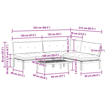 4 Stuk Garden Pallet Sofa Units Massief Acaciahout Licht Bruin