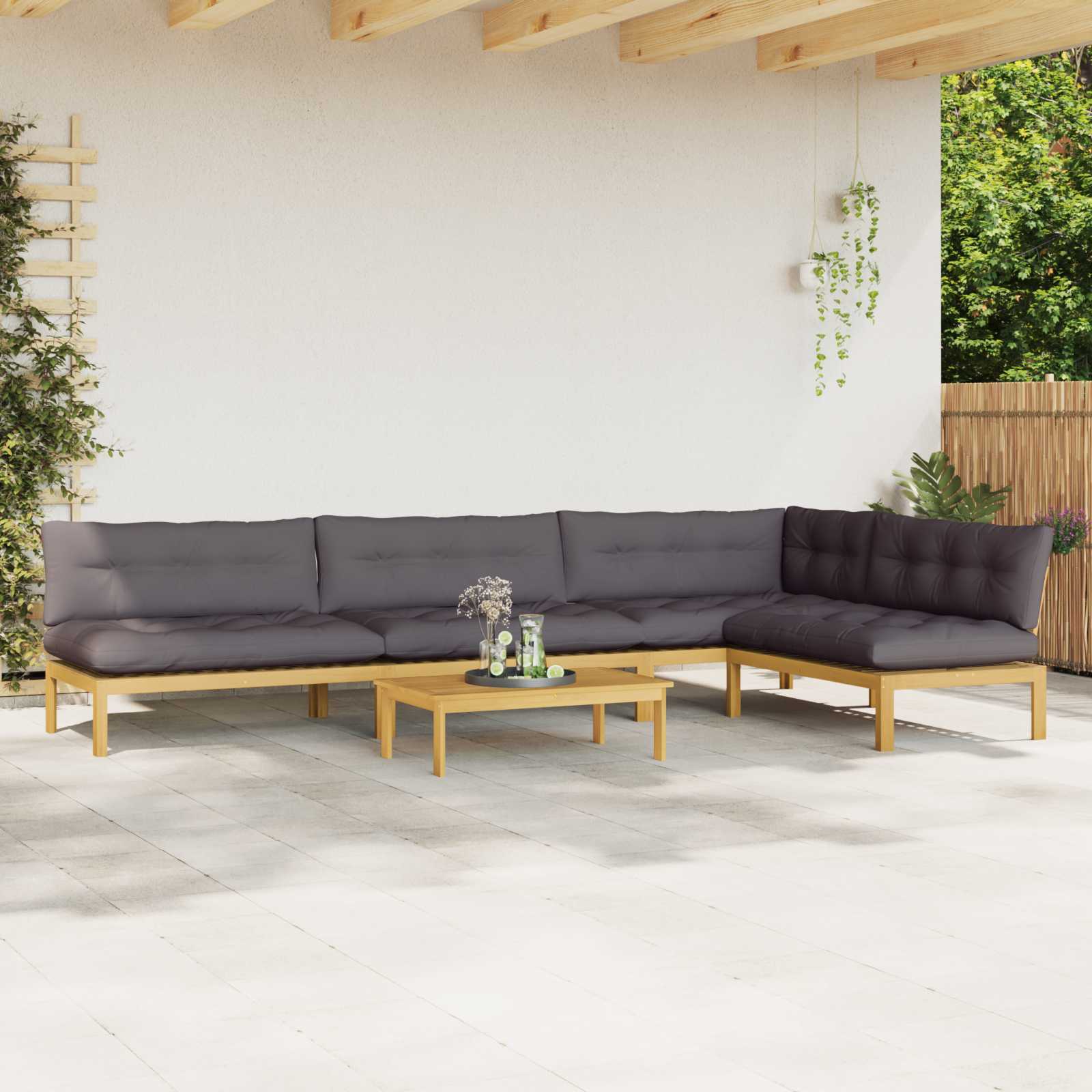 5 Stuk Garden Pallet Sofa Units Massief Acaciahout Licht Bruin