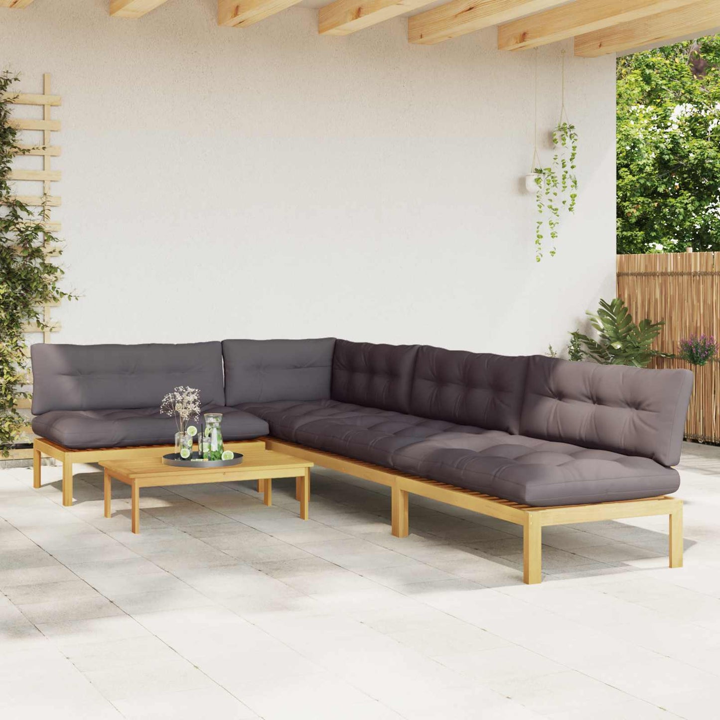 5 Stuk Garden Pallet Sofa Units Massief Acaciahout Licht Bruin