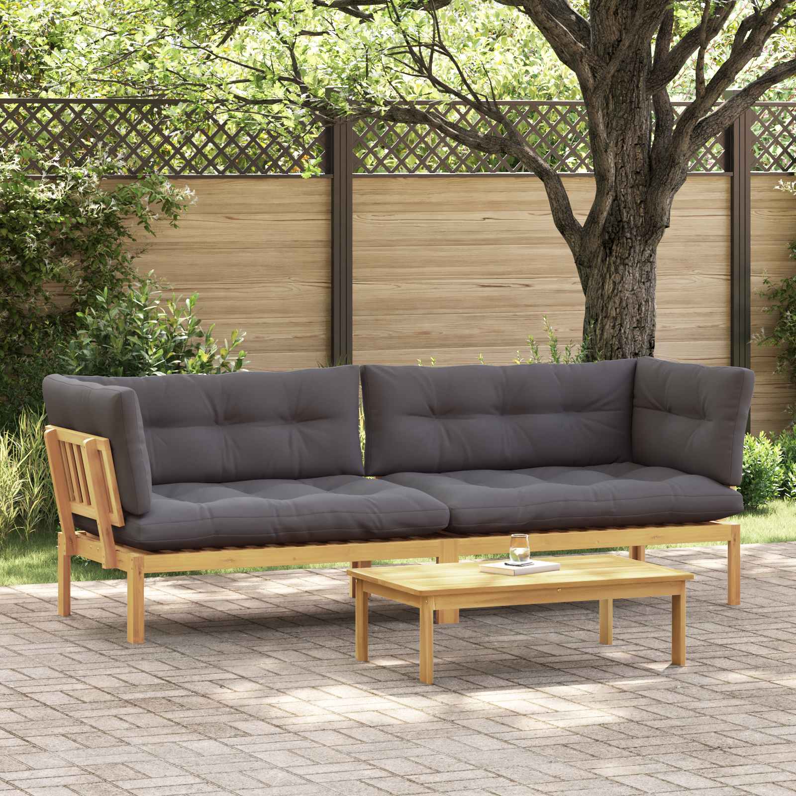 Garden Pallet Sofa Units 2 Stuk Lichtbruin en Donkergrijs