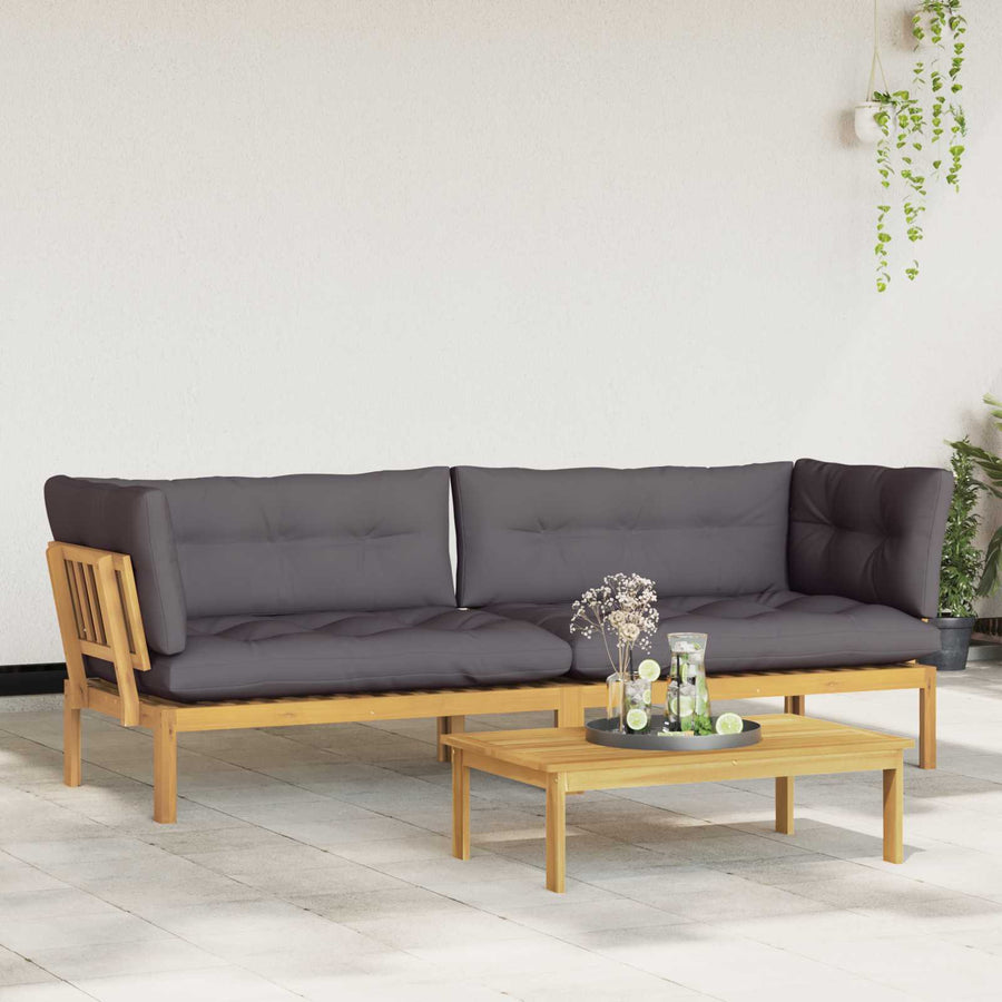 Garden Pallet Sofa Units 2 Stuk Lichtbruin en Donkergrijs