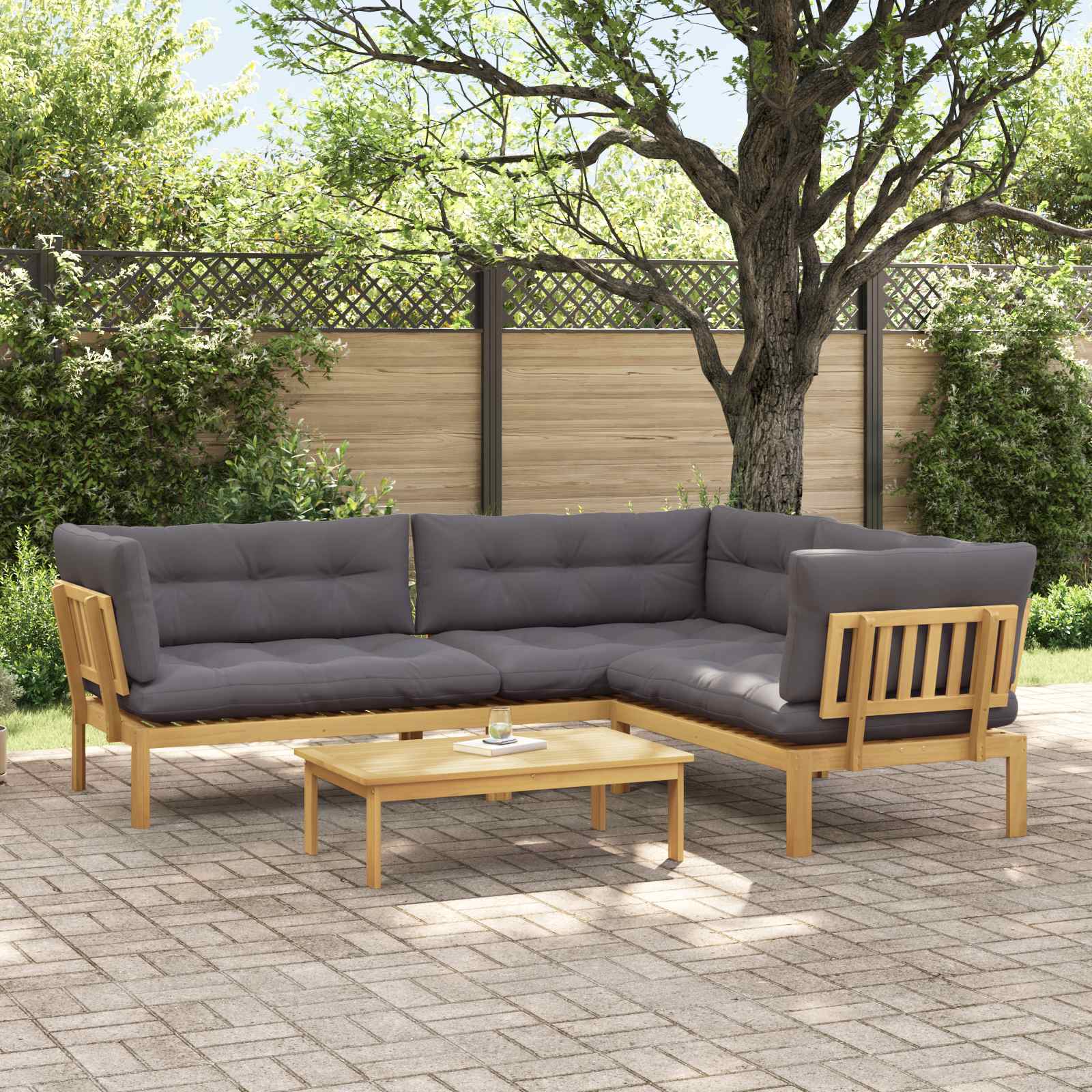 4 Stuk Garden Pallet Sofa Units Massief Acaciahout Licht Bruin